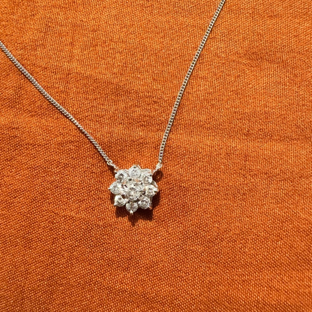 Japan Platinum 850 Diamond Floral Pendant Necklace